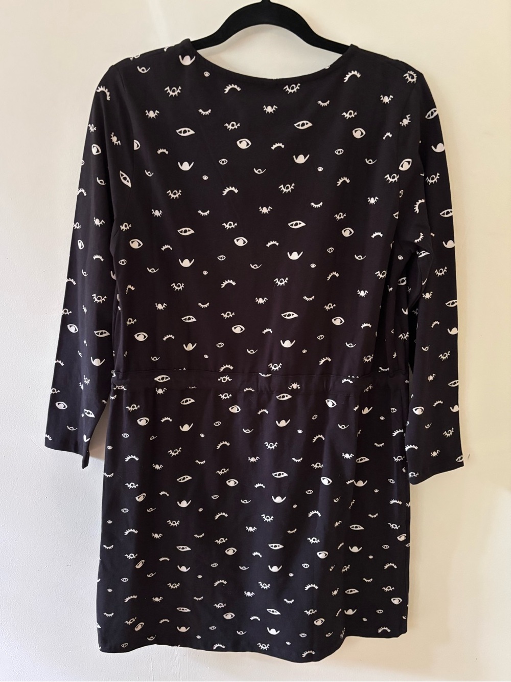 MATA TRADERS organic cotton ABBY LONG SLEEVE jersey knit DRESS medium mini BLACK - Picture 6 of 9
